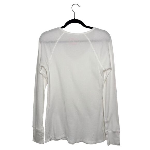 Jenni by Jennifer Moore Women’s XL Waffle Knit Henley Top White Embellished Y2K - Picture 4 of 5